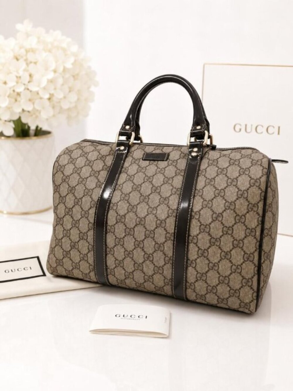 Authentic Gucci GG Supreme Boston Bag Canvas